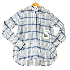 Trovata California Birds of Paradis Plaid Cotton Button-Down Shirt size XS NWT
